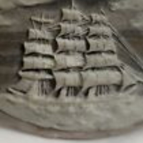 Vintage Incolay Stone Belt Buckle Cameo Sailing Ship Boat Clipper Nautical - Picture 3 of 6